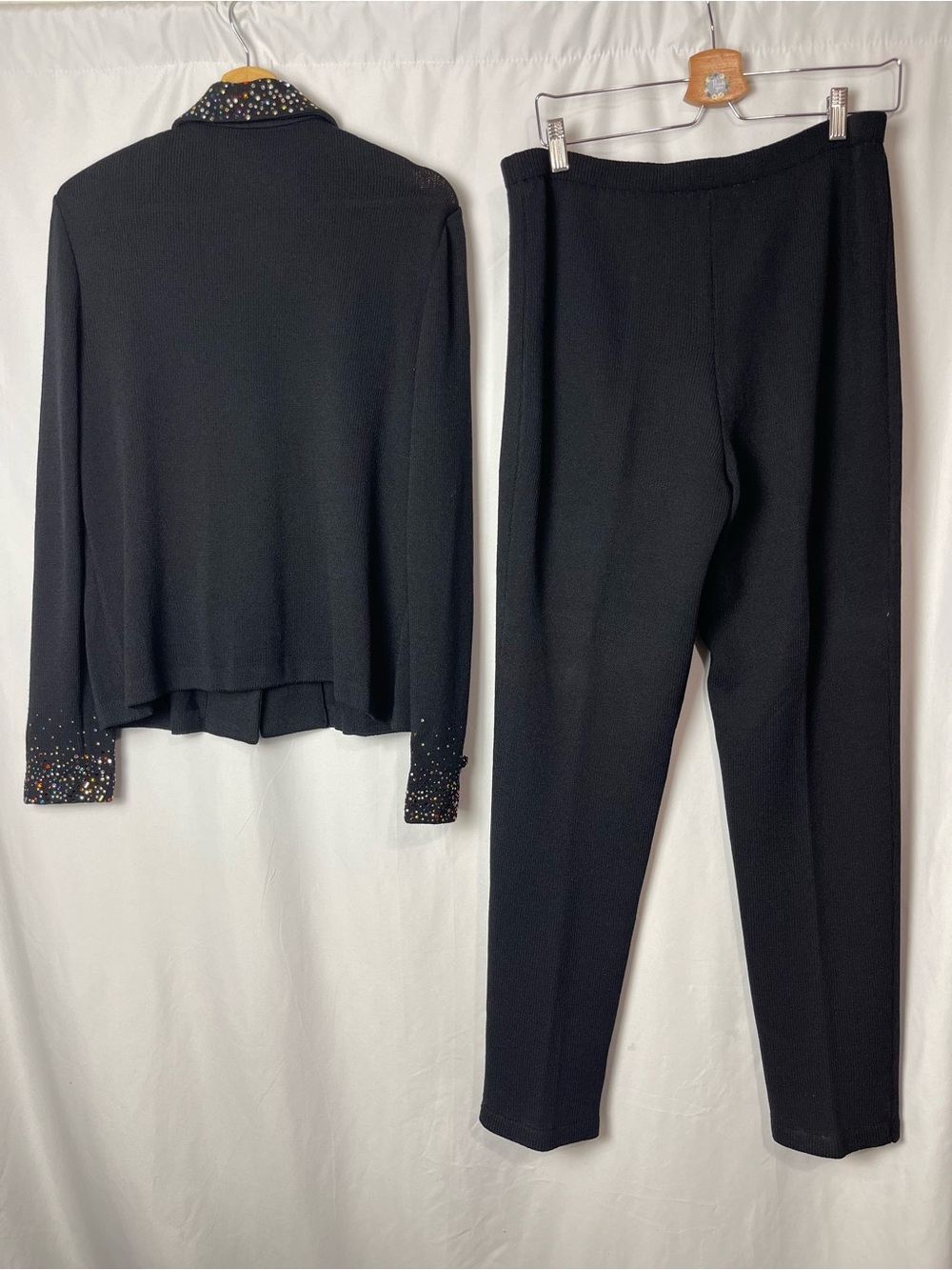 St John evening knit rhinestones embellished 2 pic set suit size 10 - Picture 8 of 11